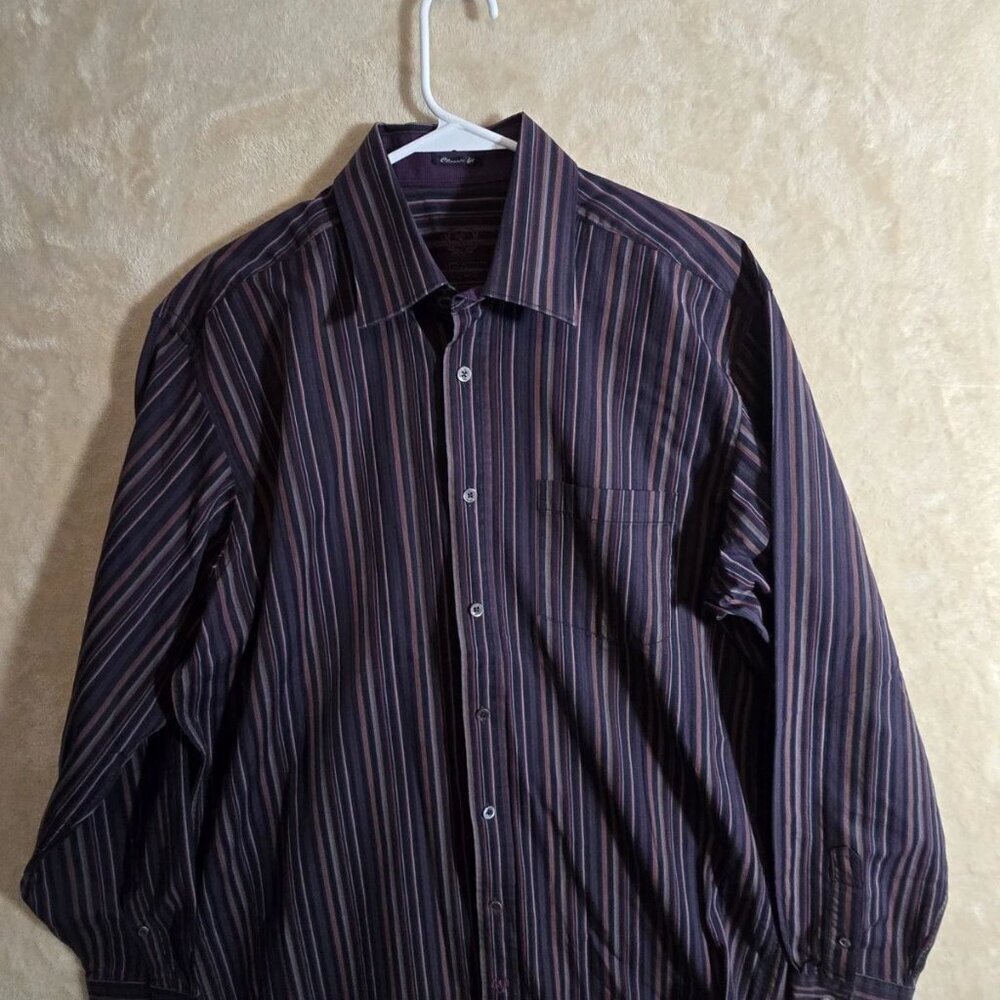 Bugatchi Uomo Mens XL Striped Button Up Shirt Long Sleeve Dress Casual. 394
